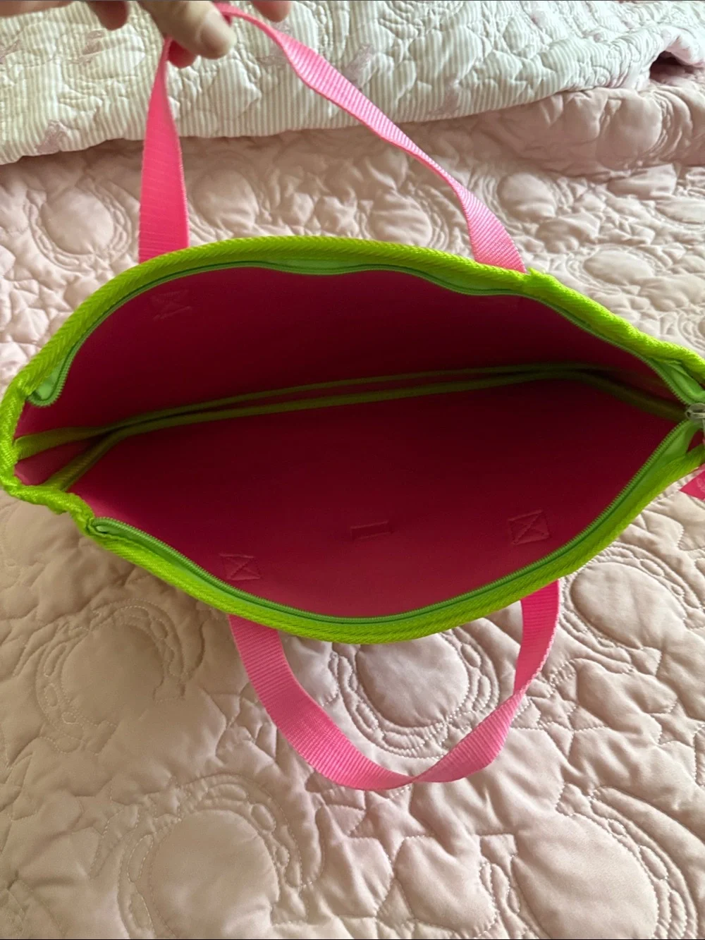 Lilly Pulitzer Lime Green and Pink Floral Laptop Tote